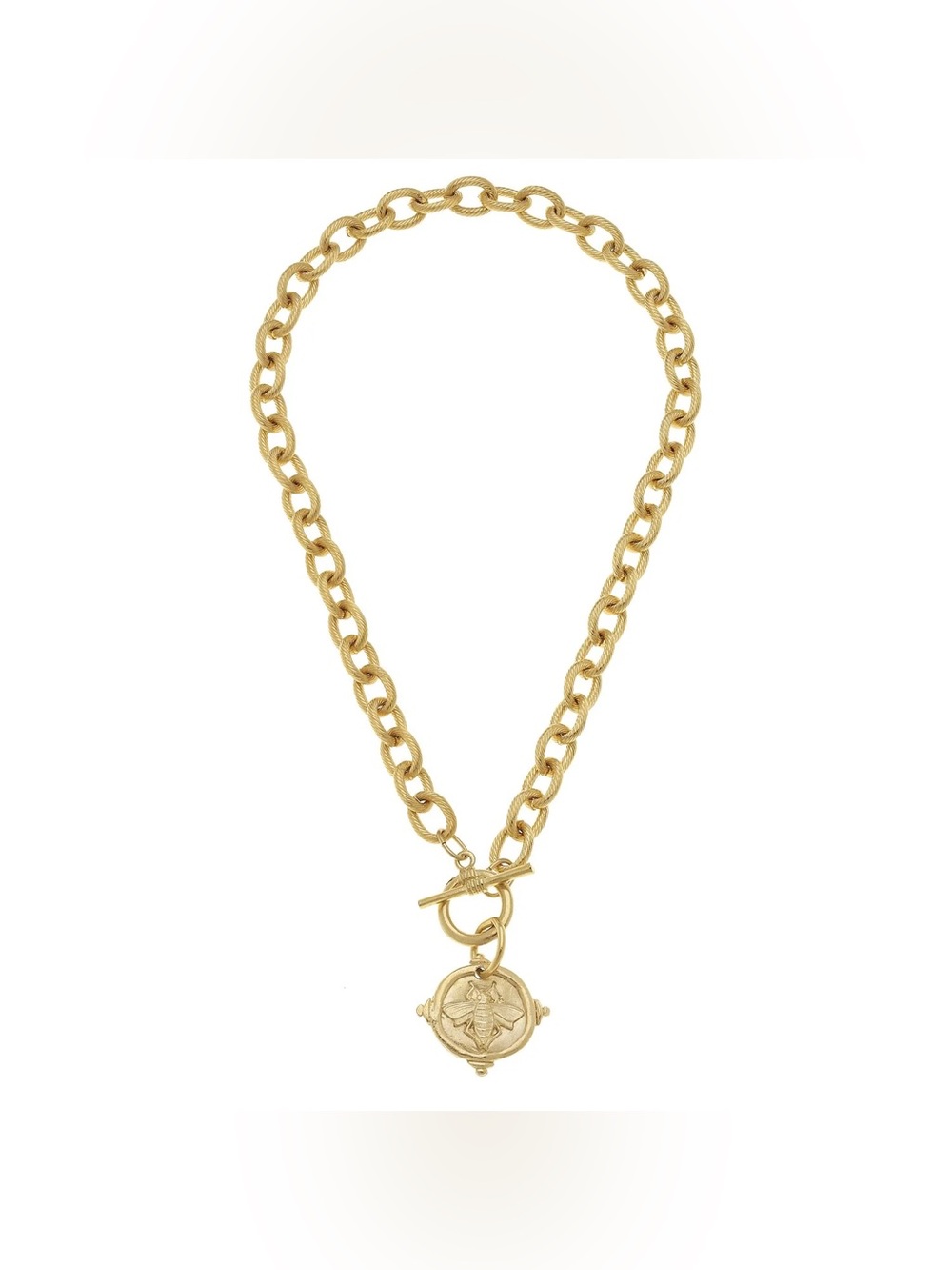 NWT SUSAN SHAW Bee Intaglio Toggle Necklace